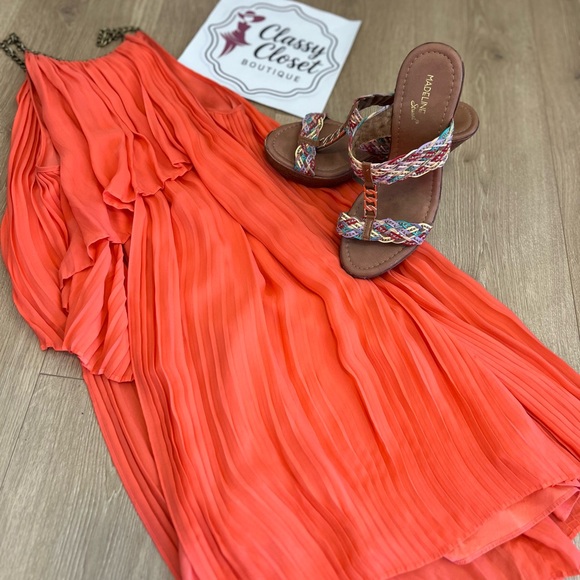 Parker Dresses & Skirts - Orange Pleated Women's Dress Outfit Bundle (Size S-M)